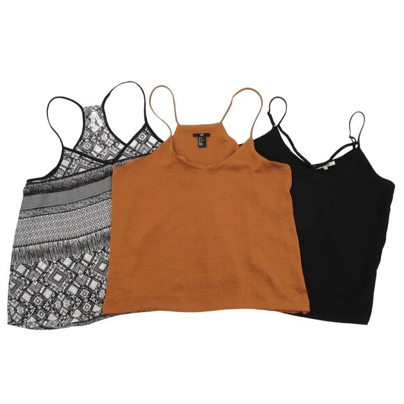 Cami Bundle Womens Large H&M Halter, Tribal Print, Black Strappy Tank Tops - Picture 2 of 15